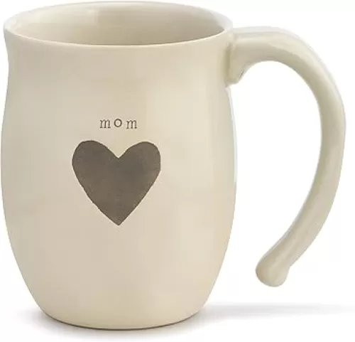 DEMDACO Mom Heart Cream Inspirational 16 ounce Ceramic Stoneware Coffee Mug