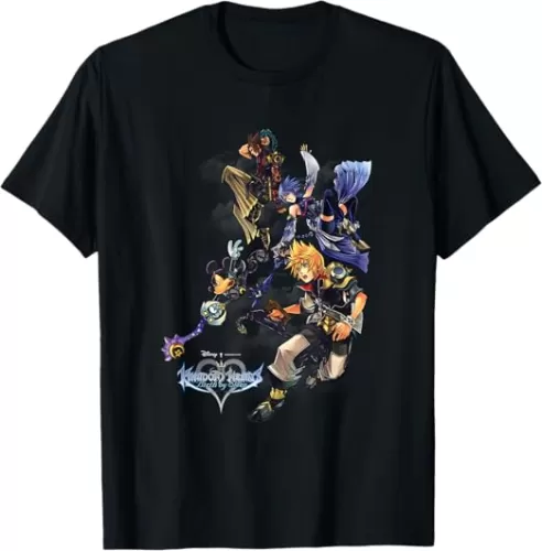 Disney Kingdom Hearts Mickey & Heroes Falling Group Shot T-Shirt