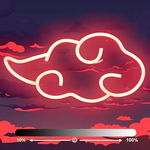 Dleouly Anime Neon Sign, LED Red Cloud Neon Signs for Wall Decor, Dimmable Gaming Neon Sign Wall Signs USB Night Neon Light for Bedroom Game Room Man Cave Party, Gifts for Your Son, Boyfriend(12x7in)