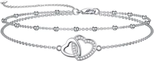 Dorunmo 925 Sterling Silver Infinity Heart Cross Circle Evil Eye Anklet Bracelets for Women Mother