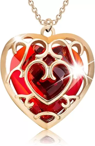 FAADBUK Cosplay Jewelry Skyward Sword Heart Sapphire Ruby Necklace Gamer Fans Gift