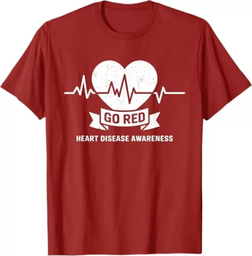 Go Red For Women American CHD Heart Disease Month Awareness T-Shirt
