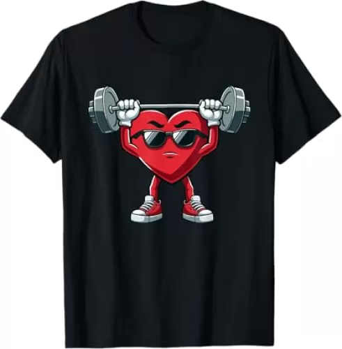 Healthy Heart Heart Disease Awareness Weightlifting Funny T-Shirt