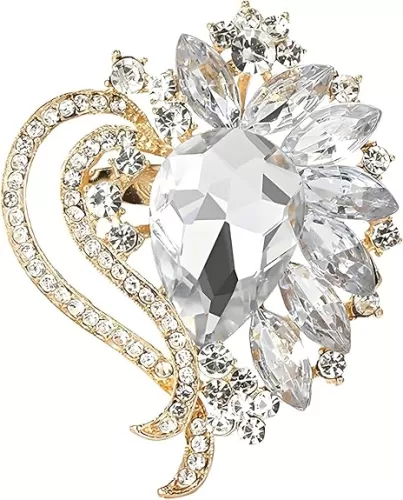 Heart Brooches for Women Elegant Red Love-Heart Crystal Brooch Pin for Love Wedding Art Deco Birthday Anniversary
