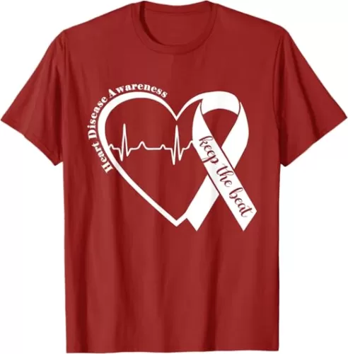 Heart Health Heart Disease Awareness HeartBeat CHD Wear Red T-Shirt