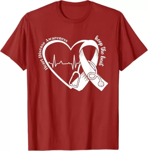 Heart Health Heart Disease Awareness HeartBeat Wear Red Girl T-Shirt