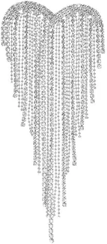 Heart Tassel Rhinestones Brooches Lapel Pins Sparkly Crystal Love Charm Brooch Classic for Women Girls Wedding Dresses Suit Shirt Clothes Accessories Jewelry Gifts (Silver)
