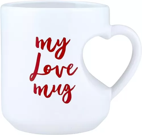 Heartfelt Coffee Mug - Stoneware Coffee Cup/Mug with Heart Handle, 12-Ounce, Love Mug