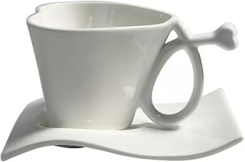 HOMSFOU 1 Set French Coffee Mug Milk Cup Heart Shaped Cup Pottery Coffee Mugs Porcelain Cups Tea Cup Couple Cup Espresso Cappuccino Cup Coffee Cup White Ceramics Latte Cup Office Saucer