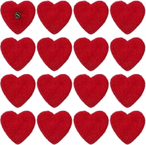 Hoolerry 12 Valentine‘s Day Felt Heart Pins Red Brooch 2.5