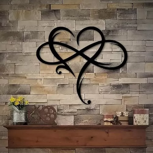 Infinity Heart Wall Decor for Home: Metal Infinite Heart Wall Art Decor - Black Unique Love Sign for Living Room Bedroom Kitchen Porch Office Family Wedding Housewarming