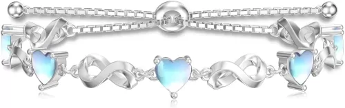 Infinity Love Heart Birthstone Bracelet 925 Sterling Silver Birthday 12 Gemstones Adjustable Bracelets Jewelry for Mother Wife