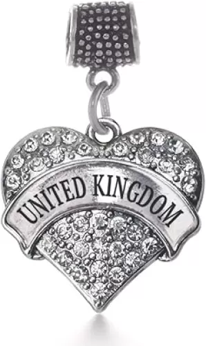 Inspired Silver - Silver Pave Heart Charm for Bracelet with Cubic Zirconia Jewelry