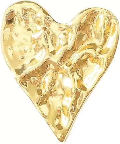 Irregular Hammered Chunky Large Heart Brooch Stainless Steel Pin for Women Men Fashion Statement Love Hearted Lapel Brooches Wedding Party Clothes Badge Bags Hats Suit Sweater Cornate Trendy Jewelry