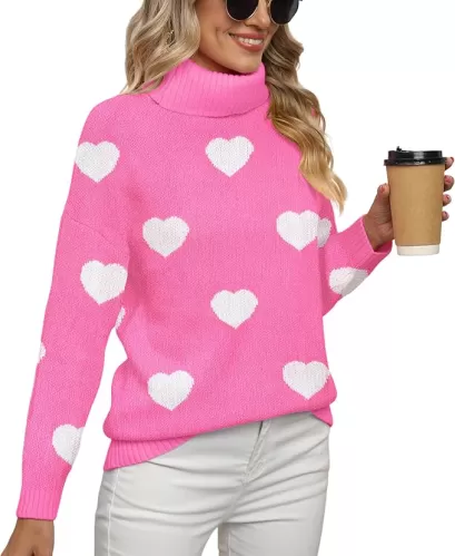 Jouica Women 2024 Fall Casual Turtleneck Batwing Sleeve Chunky Oversized Ribbed Knit Tunic Sweaters Pullover