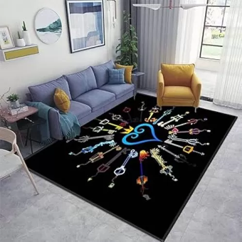 Kingdom Hearts Keyblade Area Rug, Non-Slip Floor Mat & Doormat for Bedroom, Indoor/Outdoor Kids Play Mat & Nursery Throw Rug