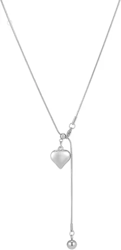 KURTCB Long Necklace with Heart Pendant Stainless Steel Lariat Necklace for Women Y2k Minimalism Chain Y Necklace Party Sweater