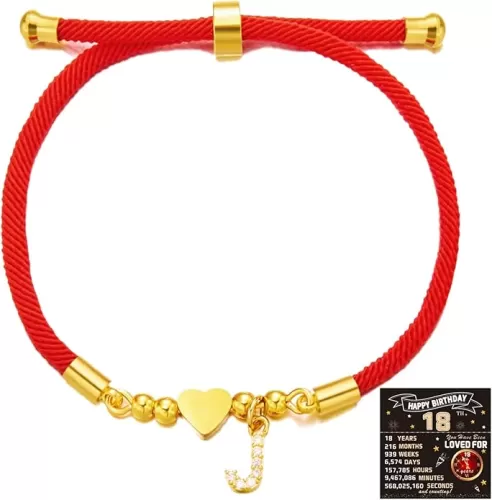 LEMEDE Gold Heart Bracelet - Personalized Initial Bracelet with Gift Card & Anti-Tarnish Case, Birthdays Gifts for her