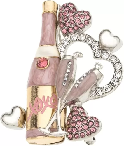 MADISON TYLER Valentines Day Heart Gift Box Brooch | Chocolate Gift Box Pave Rhinestone Heart | Gold Bow Brooch Jewelry for Her | Couples Gifts for Backpacks Valentine's Day
