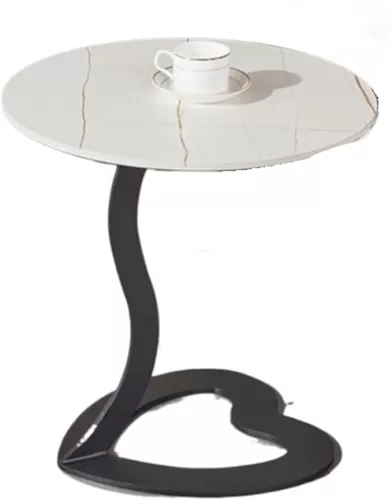 Modern Simple Slate Side Table, Corner Table, Round Table, Stable Bedroom Living Room, Heart-Shaped Base Side Table(B)