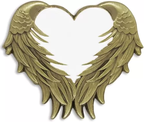 PinMart Heart With Angel Wings Enamel Lapel Pin - Antique Gold or Nickel-Plated Badge With Secure Clutch Back