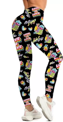 Pride Leggings for Women Rainbow Leggings Rainbow Heart High Waist Yoga Pants Pride Month Outfits