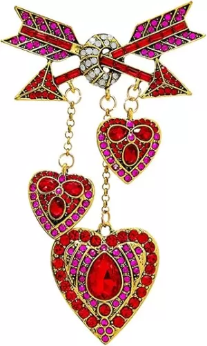 Rhinestone Heart Love Arrow Brooch Pin for Women Girls Alloy Gold Plated Fashion Crystal Statement Brooches Lapel Pins Dainty Dress Accessories Holiday Party Jewelry
