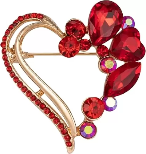 SELOVO Love Heart Rhinestone Cute Brooch Pin Shawl Pin Clothes Accessories