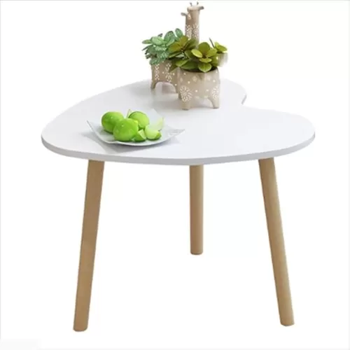Side Table Coffee Table Solid Wood Lazy Table Fashion Heart-Shaped Sofa Side Table Living Room Bedroom Snack Table (White) Multi-Function (Size:6048cm)