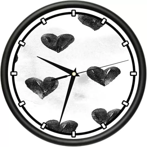 SignMission Ink Hearts Design Wall Clock | Precision Quartz Movement | Décor for School Class Office Bedroom Decoration