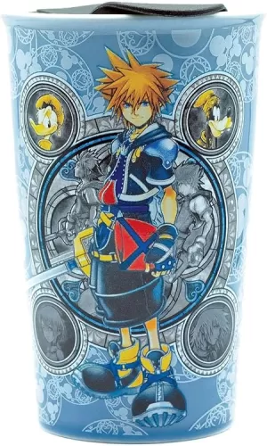 Silver Buffalo Kingdom Hearts Hero Portraits Ceramic Travel Mug with Lid, 10-Ounces