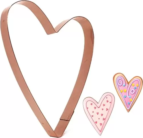 The Fussy Pup Large Heart Cookie Cutter – Asymmetric Heart 6 x 4.5 in, Handmade Copper, USA-Made for Valentine’s Day, Weddings, and Romantic Baking
