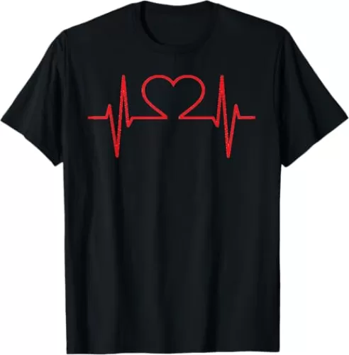 Valentines Day Cute Shirt Red Heart EKG Heartbeat Gift Tee T-Shirt