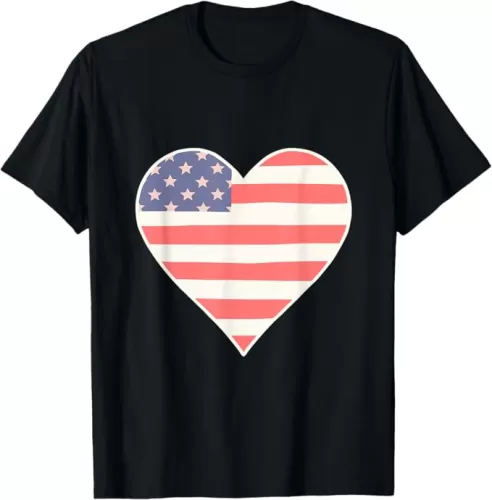 Vintage Heart Shaped American Flag T-Shirt