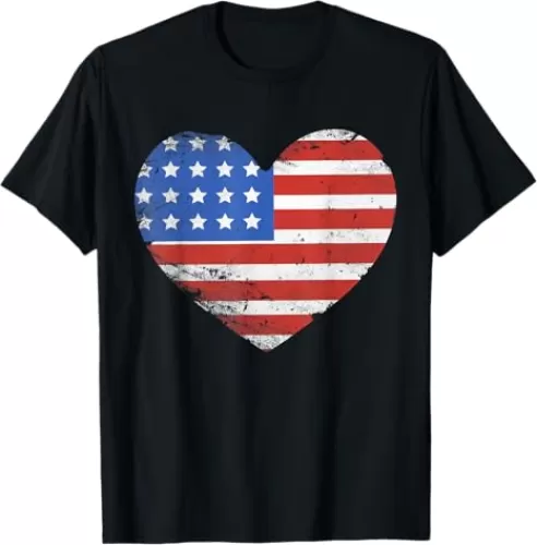 Vintage Heart USA American Flag T-Shirt