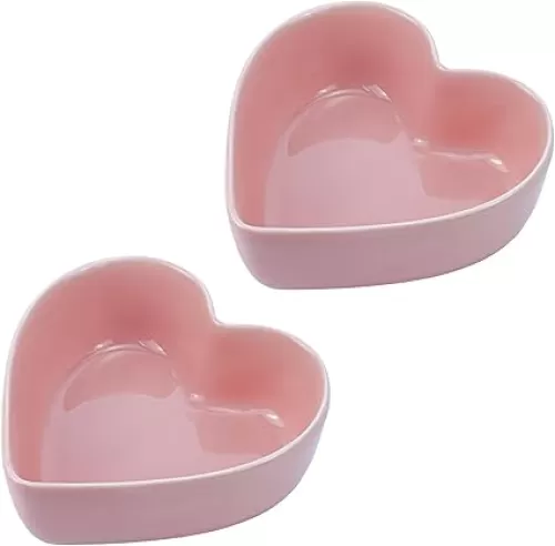 Wait Fly 2pcs Heart-Shaped Bowls for Salad Soup Snack Dessert Household Cooking Bowls for Home Kitchen, Pink