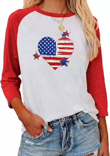 Women Baseball T-Shirt 3/4 Sleeve Raglan Shirt Crewneck Patchwork Casual Workout Pullover Tunic Tops