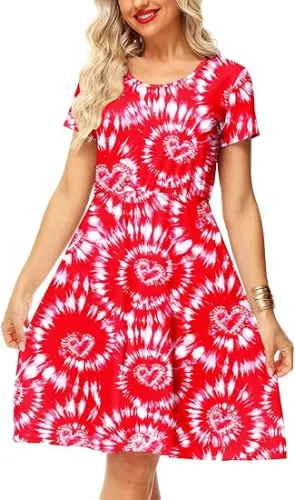 Women Madi Gras Print Dress St Patricks Short Sleeve Dresses Clover Tunic Dress
