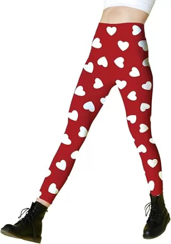 Eyanse Heart Leggings Valentines Day Outfit for Women Red Heart Pants Funny Yoga Pants Womens Valentine's Tights Valentine Clothes Woman Ladies Pajama Pants,L/XL