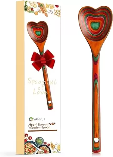 Wooden Heart Spoons - Heart Shaped Wooden Spoon Kitchenware for Cooking with Love, Unique Mother's Day Gifts for Cooks Hostesses Mom Grandma Wife Weddings House Warming Kitchen Accessories (Colorful)