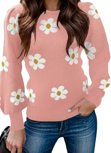Zeagoo Womens Sweaters Fall 2024 Fashion Trendy Long Sleeve Sweaters Ribbed Knit Winter Outfits Puff Pullover Jumper Tops