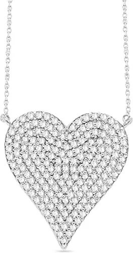 0.50 Carat Round Cut Lab Grown Diamond Cluster Heart Shape Pendant Necklace In 10K Gold For Women's (Color G-H, Color VVS2-VVS1)