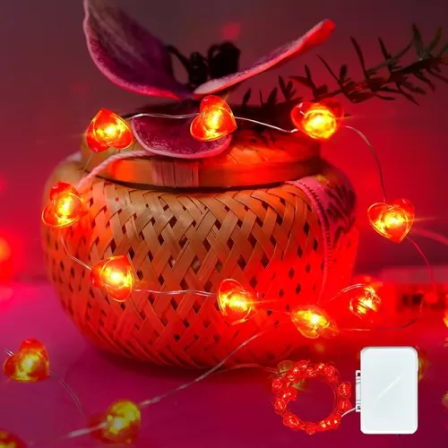 1 Pack Valentine’s Day Red Heart Fairy String Lights 16FT 50 LEDs Valentine