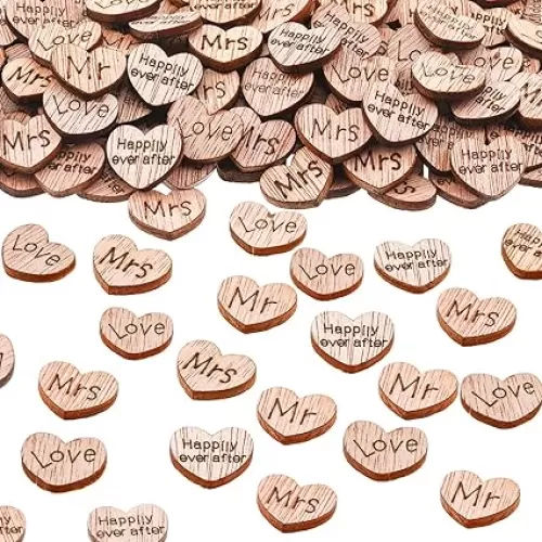 1000 Pcs Valentines Day Wood Heart Confetti Rustic Wedding Table Decorations Small Mr Mrs Love Cake Decoration Valentine‘s Day Gift for Wedding Valentine Party Table Cake Decor(Romantic Style)