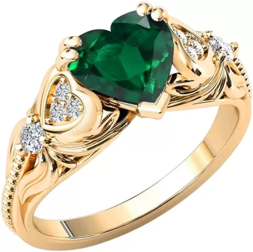 10k 14k 18k Gold 0.08cttw Natural Diamond Heart Shape Gemstone Rings for Women Heart Engagement Rings Heart Shaped Promise Anniversary Rings for Her (2ct, 8 * 8mm)