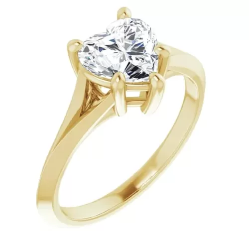 10K Solid Yellow Gold Handmade Engagement Ring, 1 CT Heart Cut Moissanite Diamond Solitaire, Wedding/Bridal Ring Set for Women/Her, Size 3-12 (10K Solid Yellow Gold)