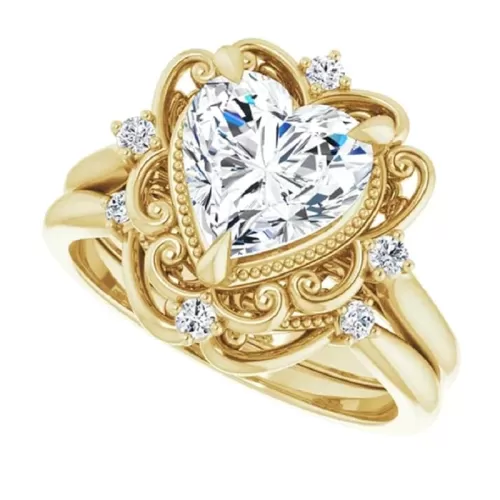 10K/14K/18K Solid Yellow Gold Handmade Engagement Ring, 1.50 CT Heart Cut Moissanite Solitaire Ring, Diamond Wedding Ring Set for Women/Her, Anniversary/Propose Ring, VVS1 (7)