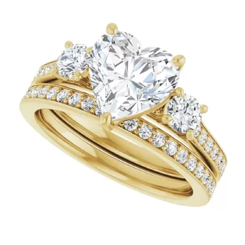 10K/14K/18K Solid Yellow Gold Handmade Engagement Ring, 5.00 CT Heart Cut Moissanite Solitaire Ring, Diamond Wedding Ring Set for Women/Her, Anniversary/Propose Ring, VVS1