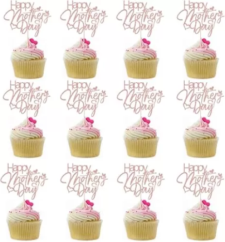 12 PCS Rose Gold Glitter Happy Mother