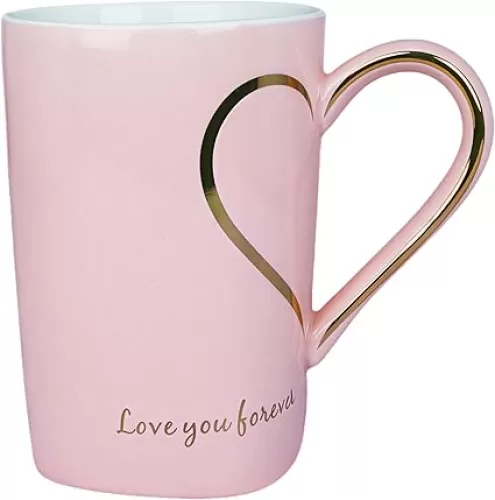 12oz Ceramic Coffee Mug Heart Coffee Mugs with Heart Handle Designed for Christmas Women Mom Men